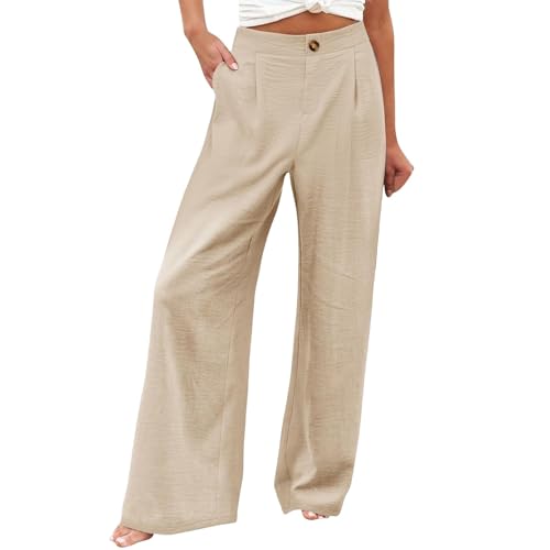 Pull On Wide Leg Dress Pants Women's Business Casual High Waisted